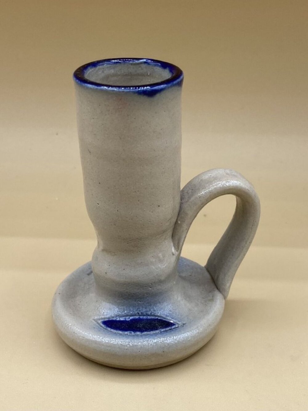 Williamsburg Pottery Salt Glazed Cobalt Blue Leaf Candle Holder Single 3 3/4” - Picture 5 of 8